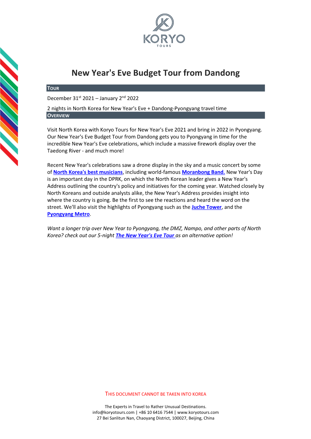 New Year's Eve Budget Tour from Dandong