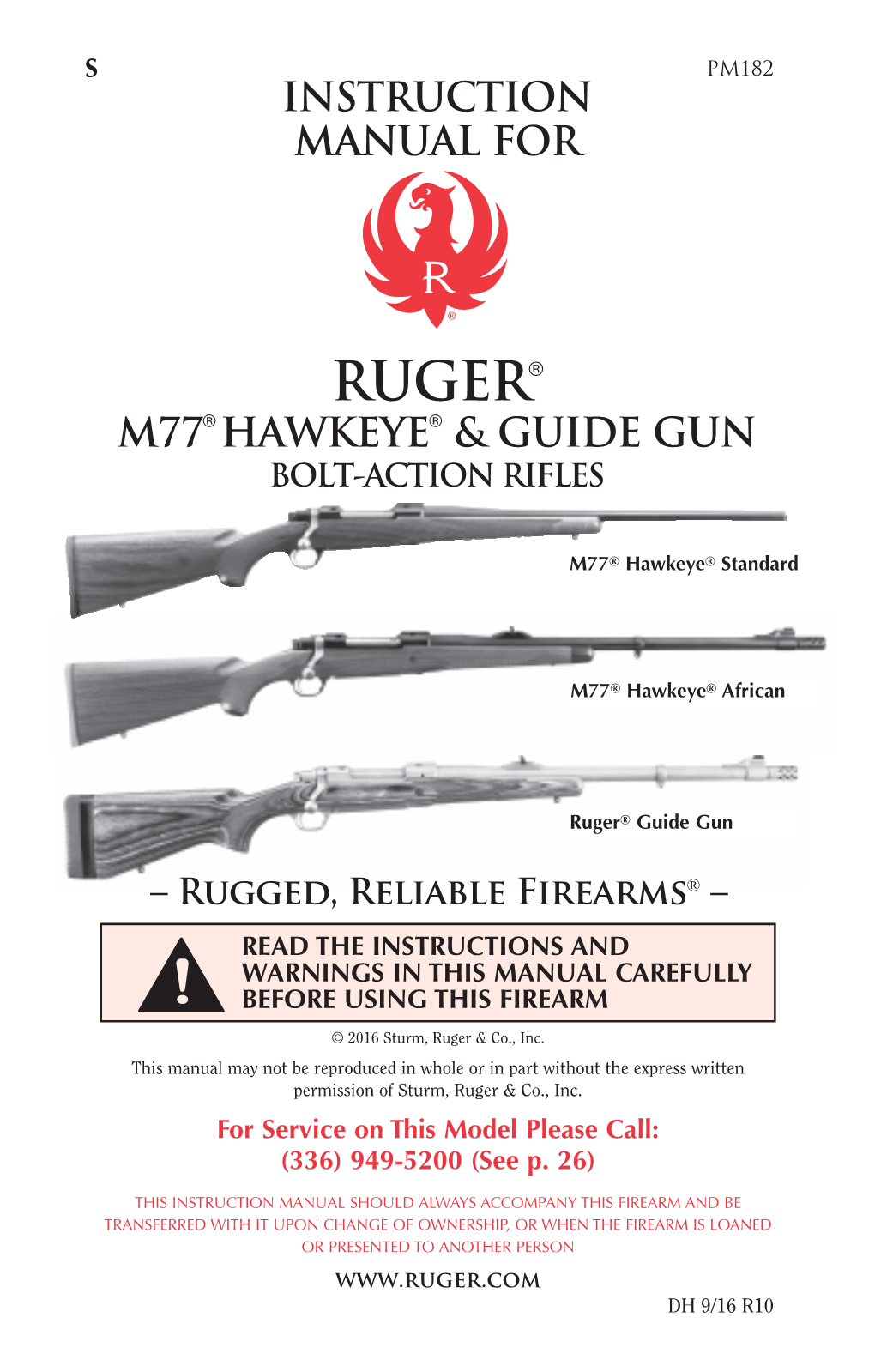 Ruger M77 Hawkeye Owners Manual