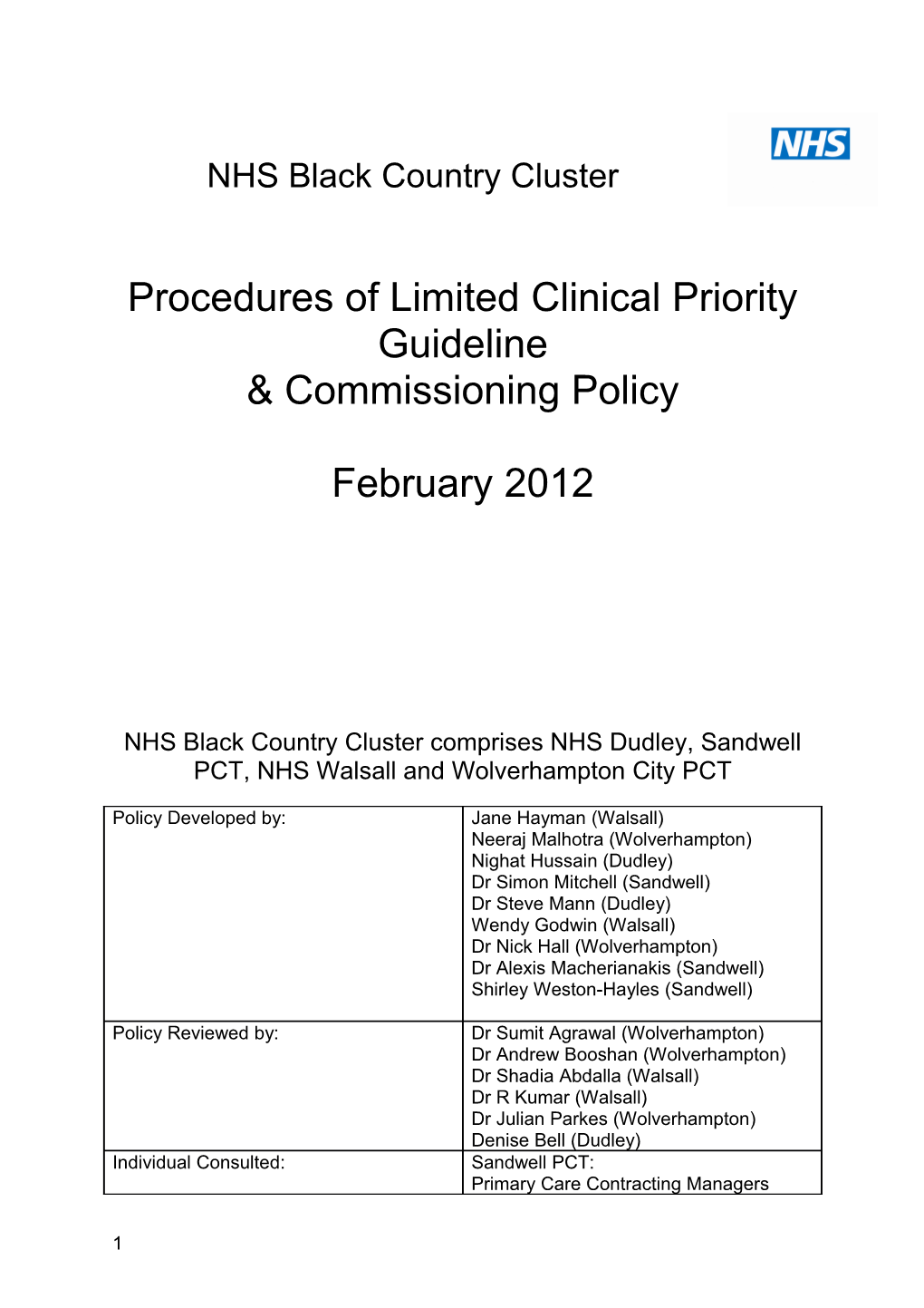 NHS Black Country Cluster