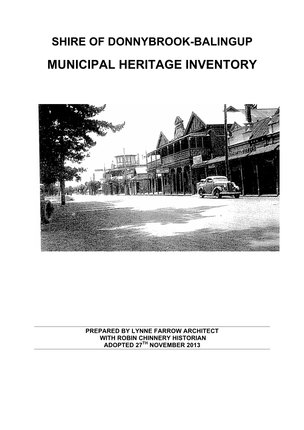 Municipal Heritage Inventory Part 1