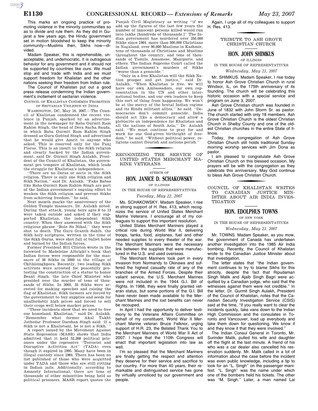 CONGRESSIONAL RECORD— Extensions of Remarks E1130 HON