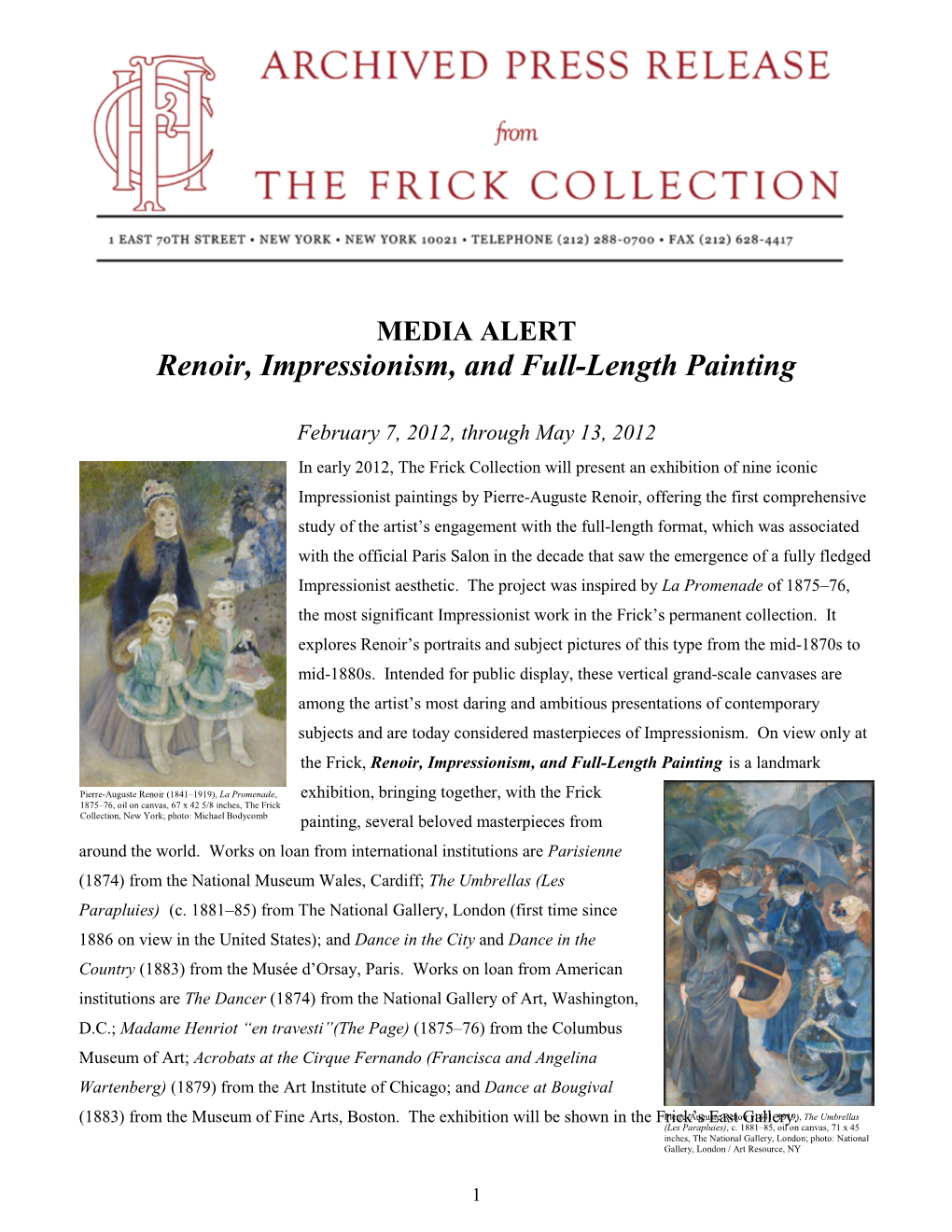 Renoir, Impressionism, and Full-Length Painting