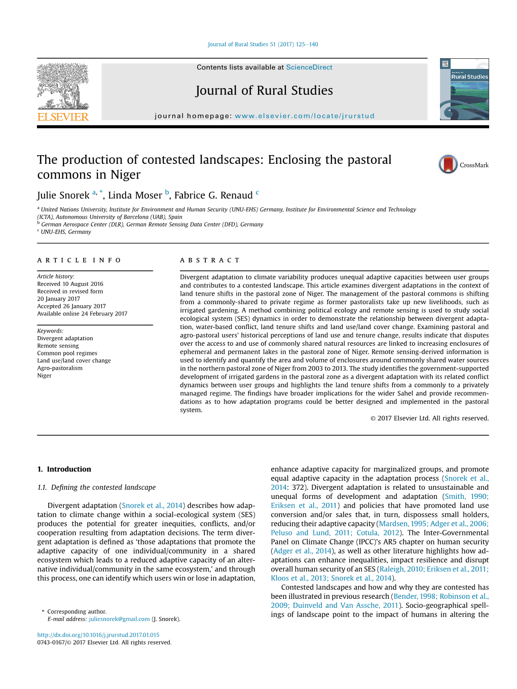 The Production of Contested Landscapes: Enclosing the Pastoral Commons in Niger