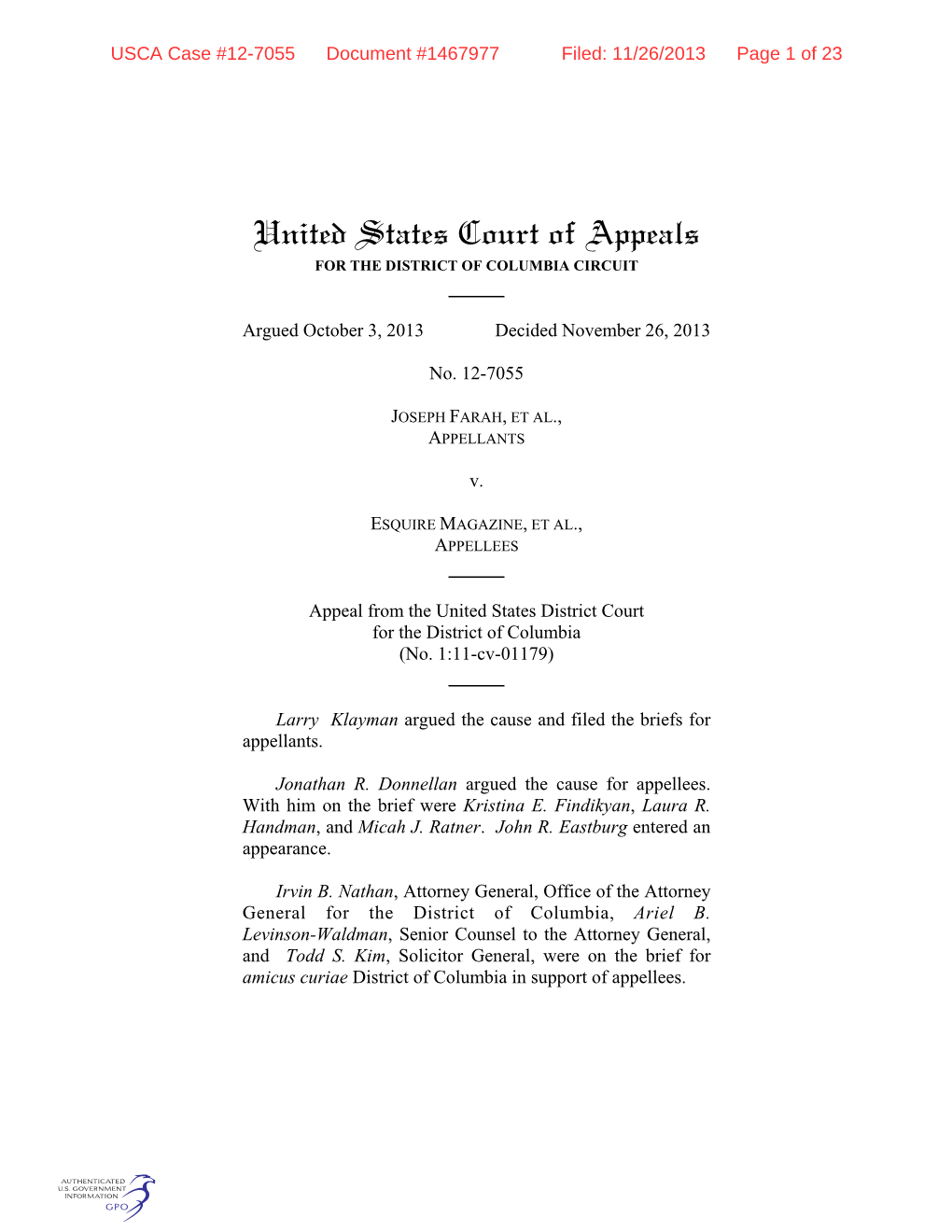 United States Court of Appeals for the DISTRICT of COLUMBIA CIRCUIT