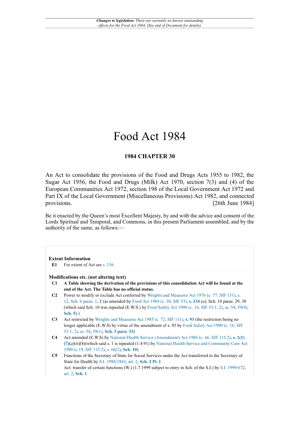 Food Act 1984