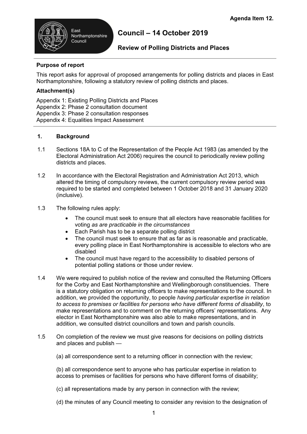 Review of Polling Districts and Places