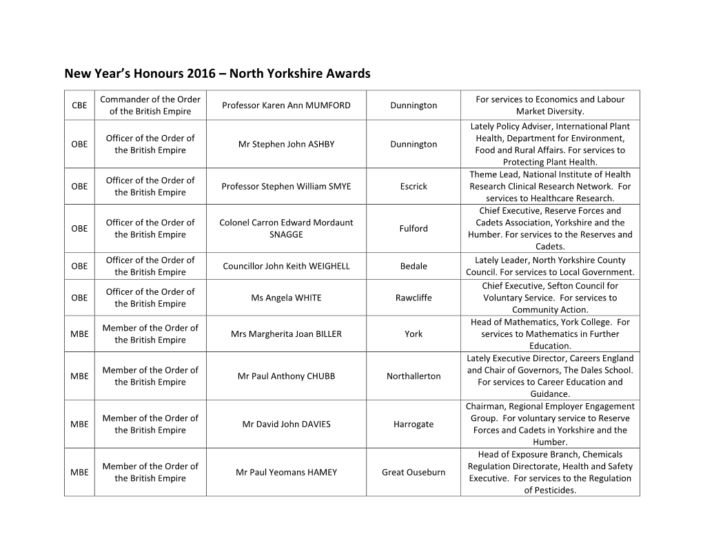 North Yorkshire Awards