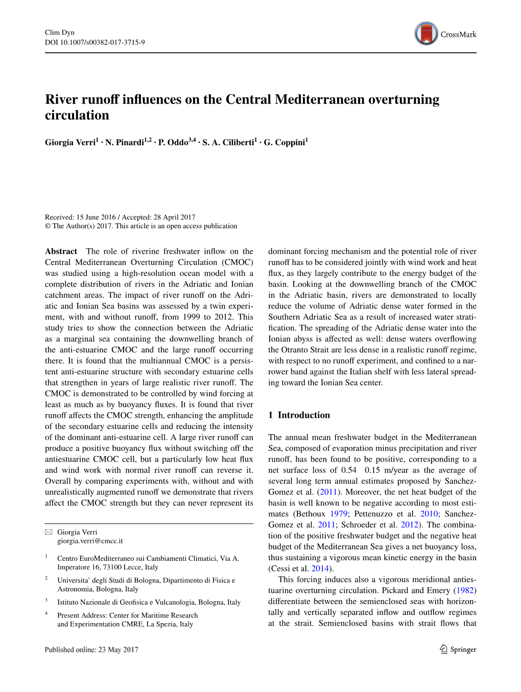 River Runoff Influences on the Central Mediterranean Overturning Circulation