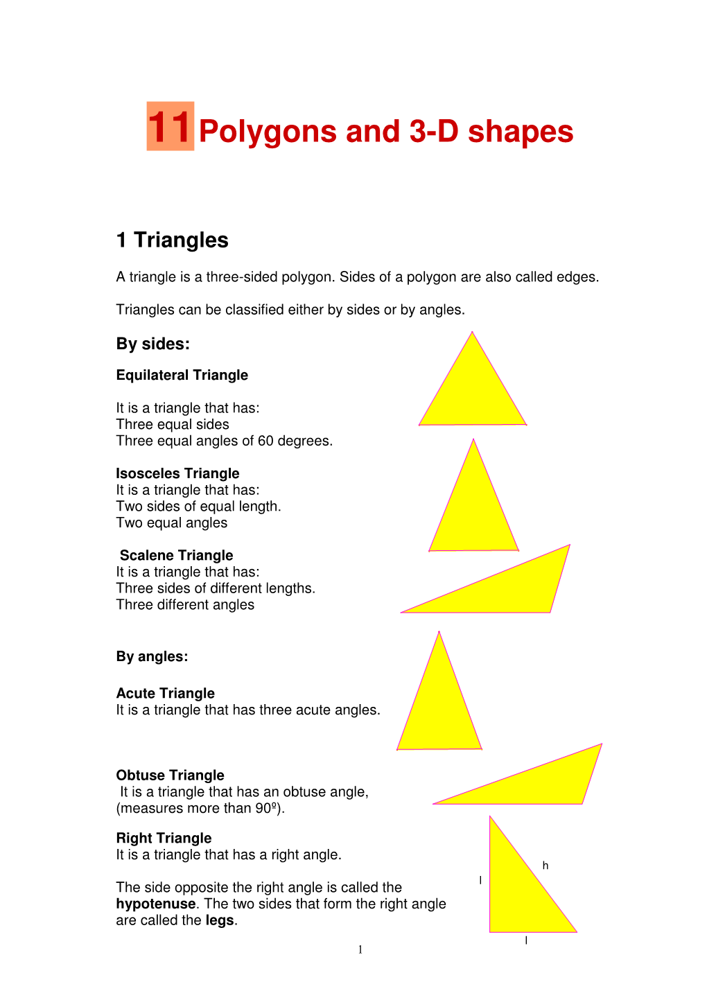 11Polygons and 3-D Shapes