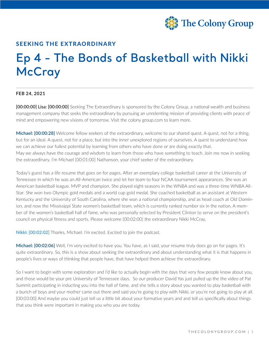 The Bonds of Basketball with Nikki Mccray