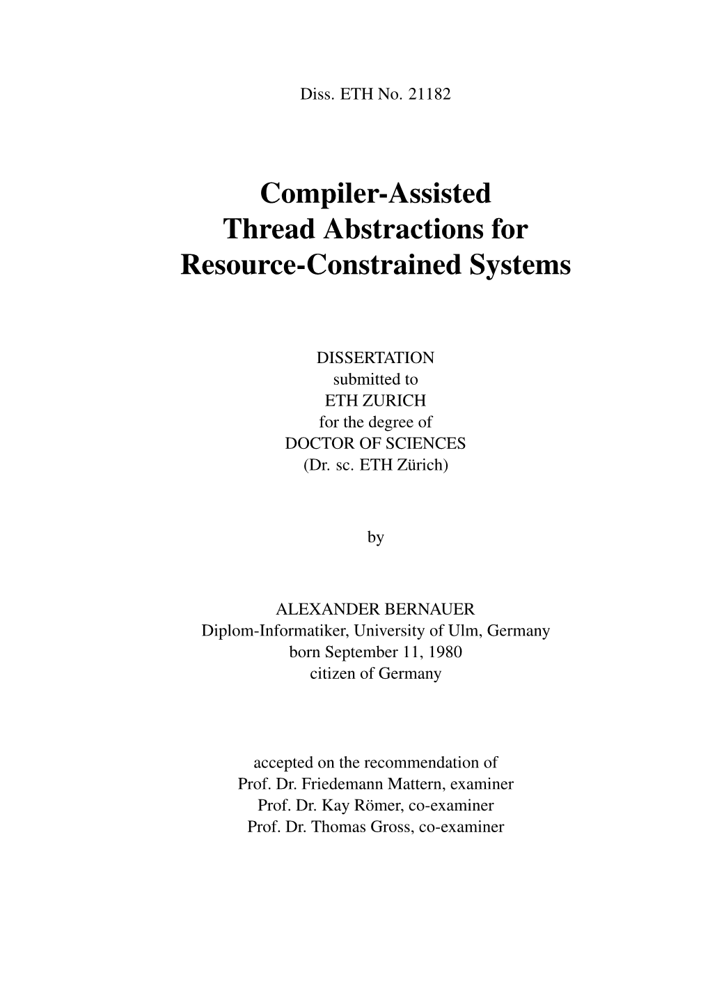 Compiler-Assistedthread Abstractions Forresource-Constrained Systems