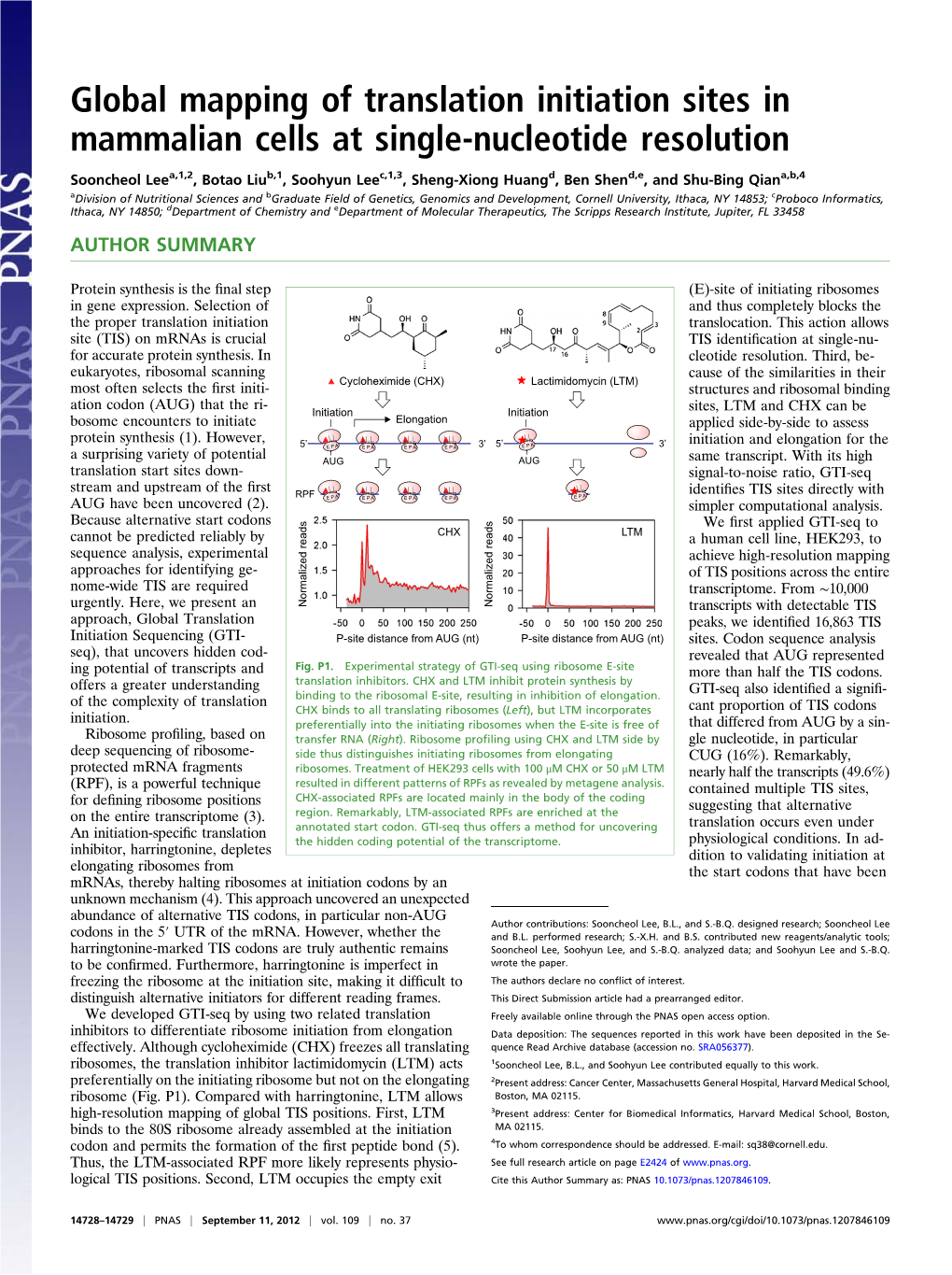 Global Mapping of Translation Initiation Sites in Mammalian Cells at Single-Nucleotide Resolution