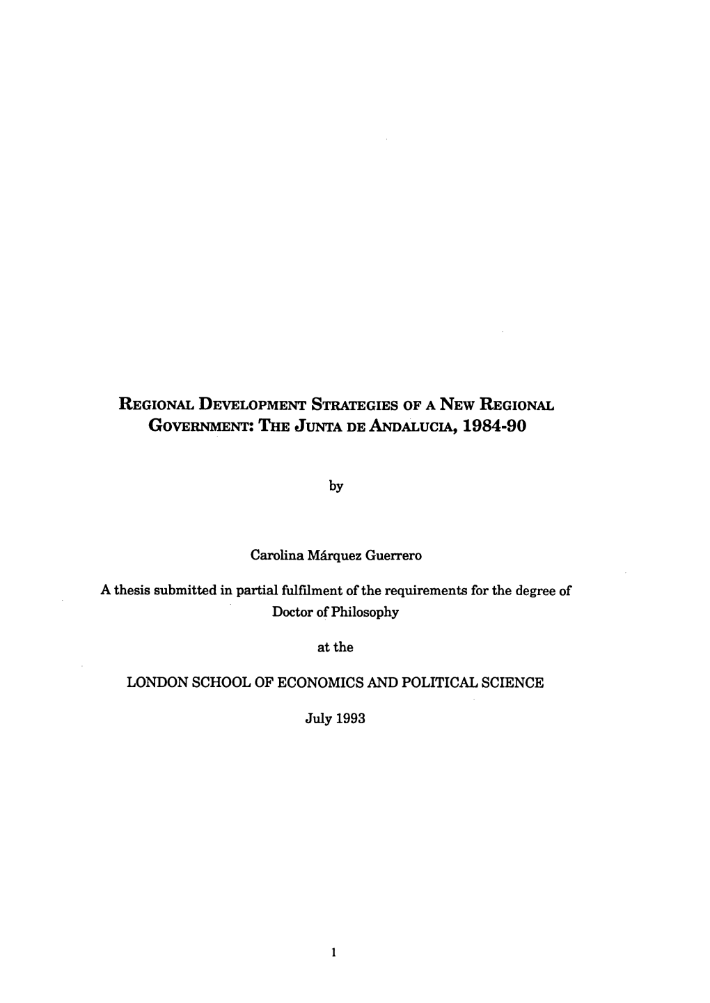 By Carolina Marquez Guerrero a Thesis Submitted in Partial Fulfilment