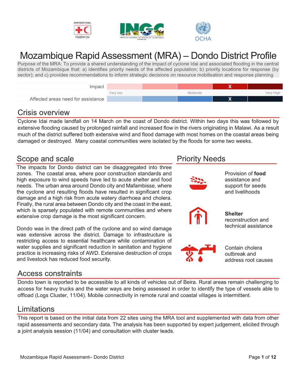 Mozambique Rapid Assessment (MRA) – Dondo District Profile