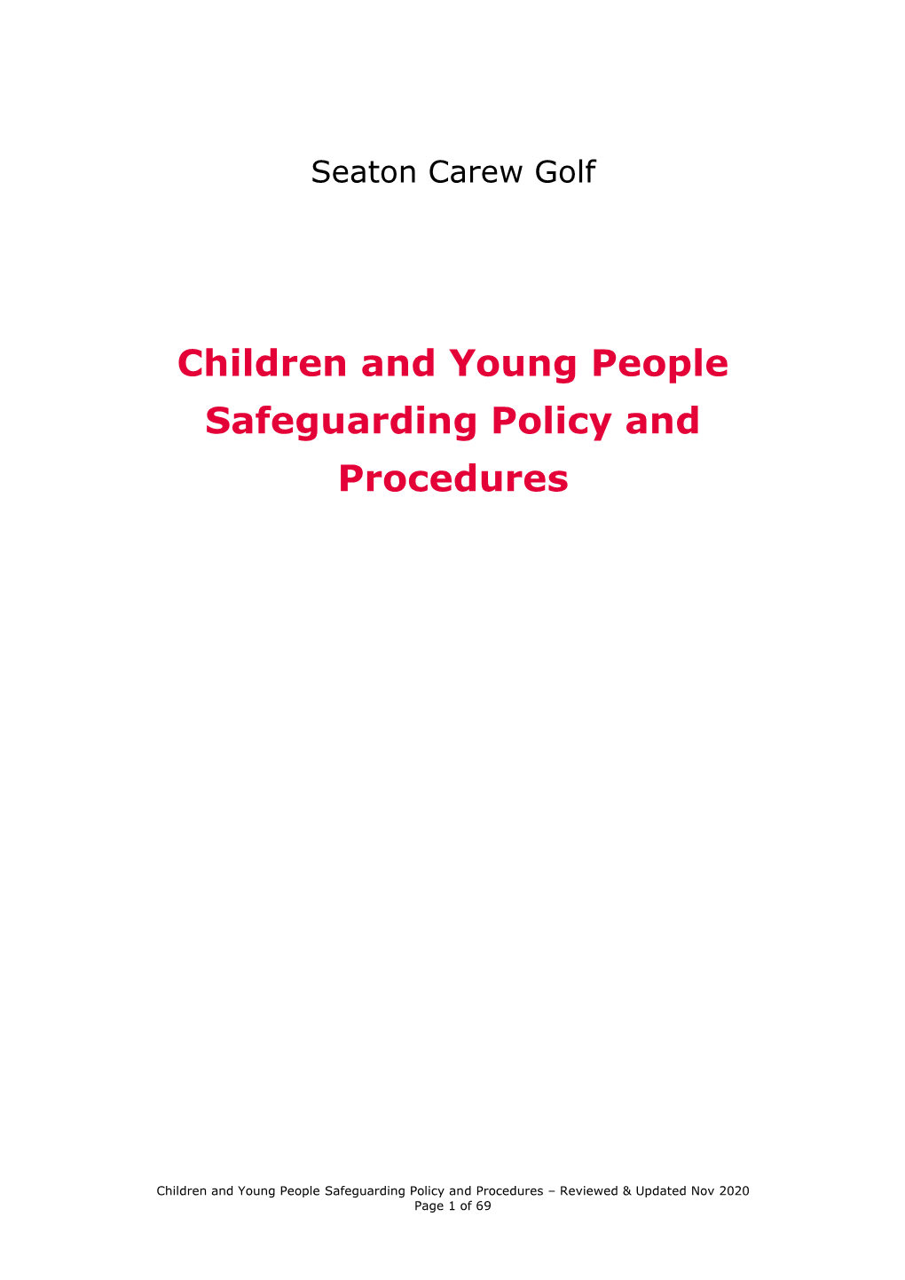 Children and Young People Safeguarding Policy and Procedures