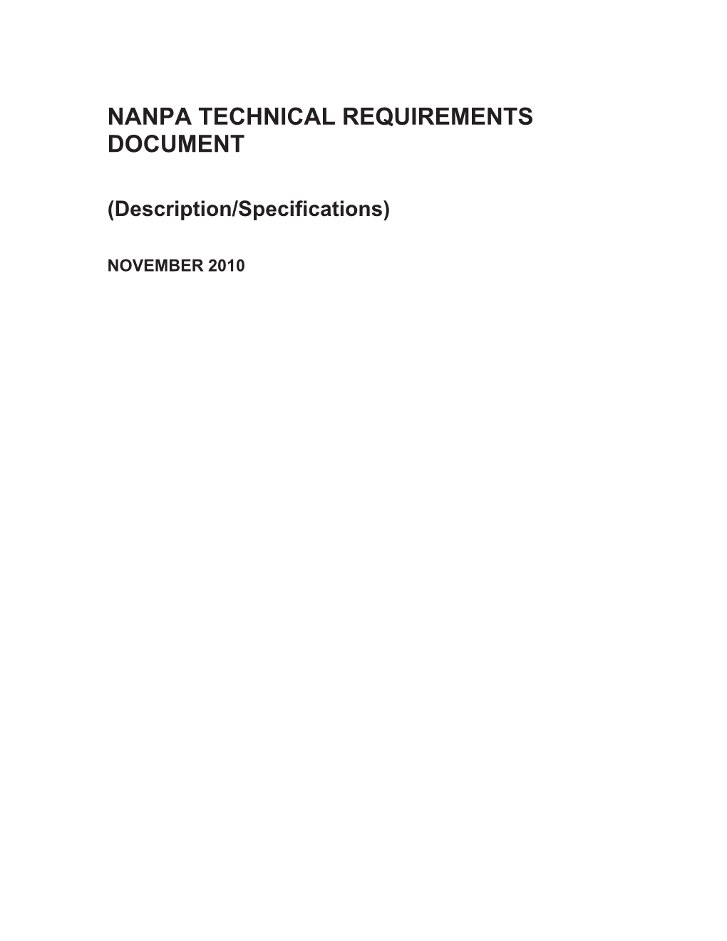 Nanpa Technical Requirements Document