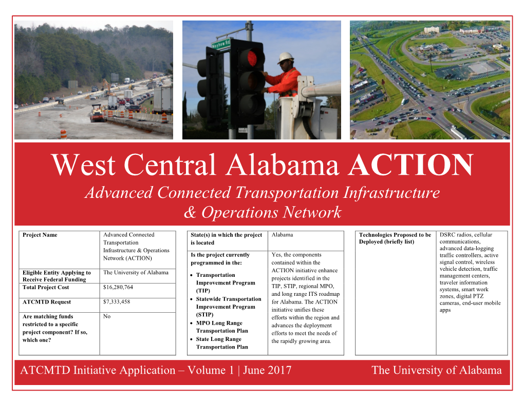 University of Alabama ATCMTD Application, Volume 1
