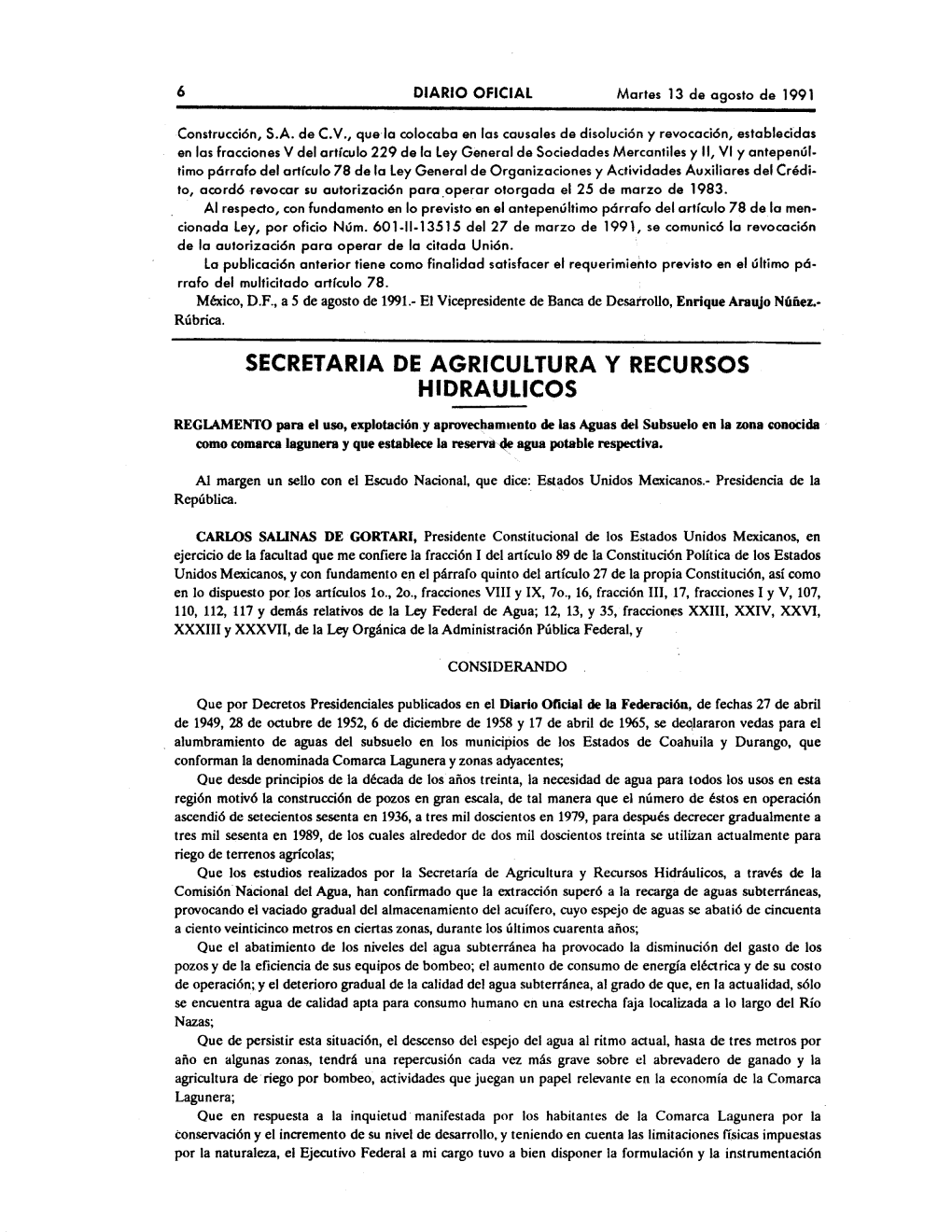 Secretaria De Agricultura Y Recursos Hidraulicos