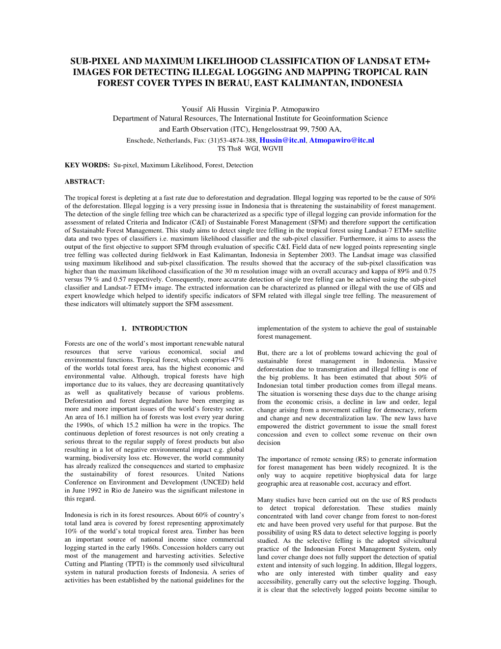 Sub-Pixel and Maximum Likelihood Classification Of