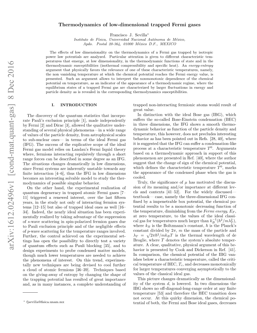 Arxiv:1612.02496V1 [Cond-Mat.Quant-Gas]