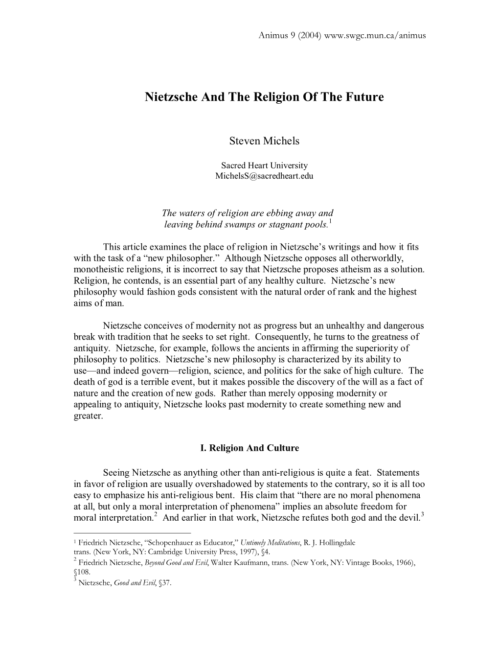 Nietzsche and the Religion of the Future