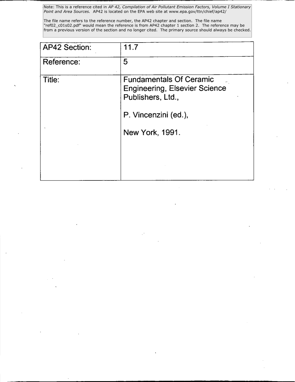 AP42 Section: Reference: Title: 11.7 5 Fundamentals of Ceramic