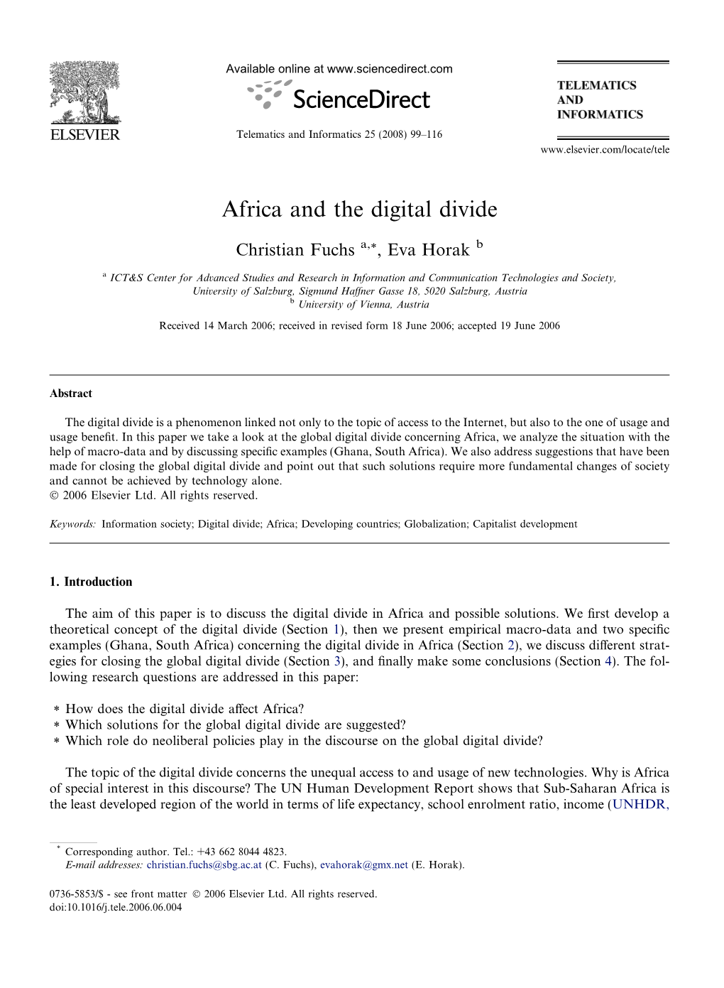 Africa and the Digital Divide