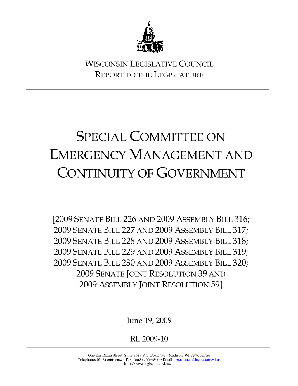Special Committee on Emergency Management and Continuity of Government