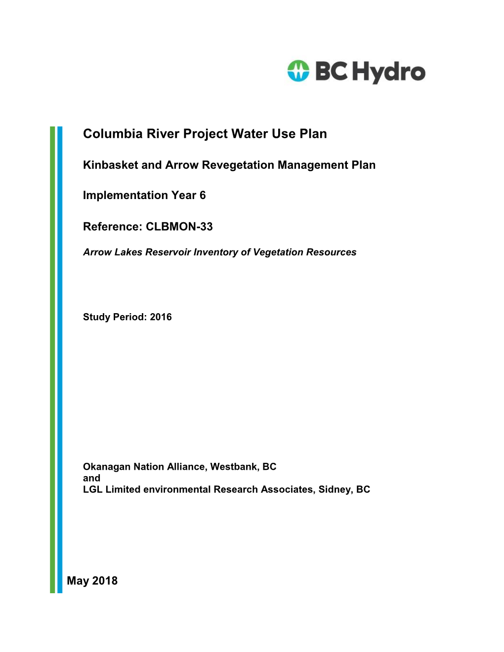 CLBMON-33 Arrow Lakes Reservoir Inventory of Vegetation Resources