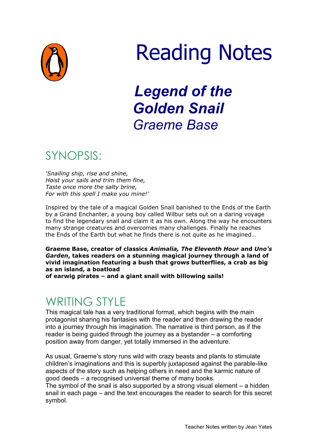 Legend of the Golden Snail Graeme Base