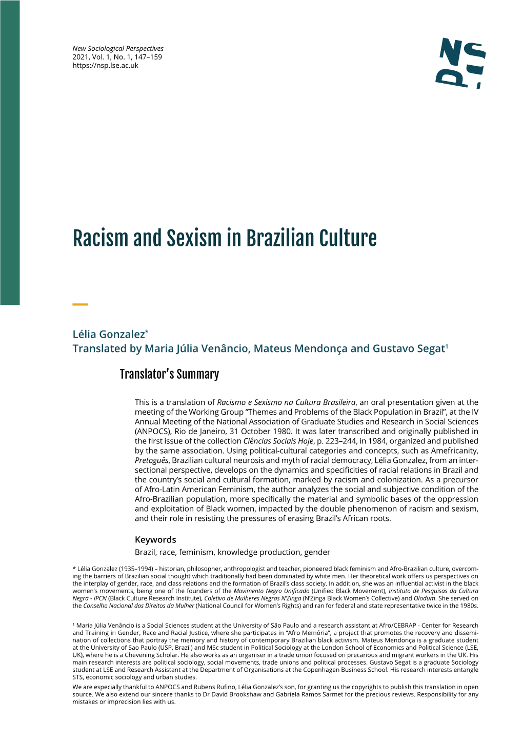 Racism and Sexism in Brazilian Culture