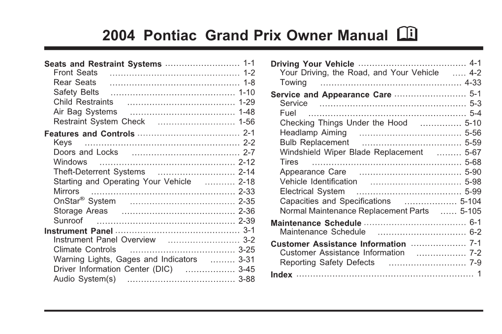 2004 Pontiac Grand Prix Owner Manual M