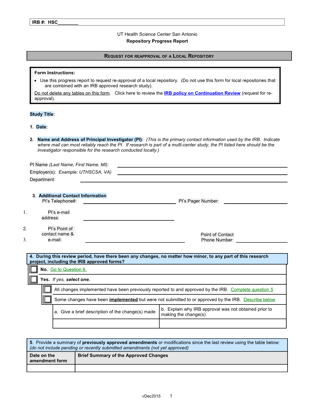 Progress Report Form