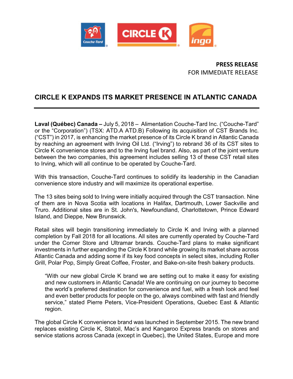 Circle K Expands Its Market Presence in Atlantic Canada