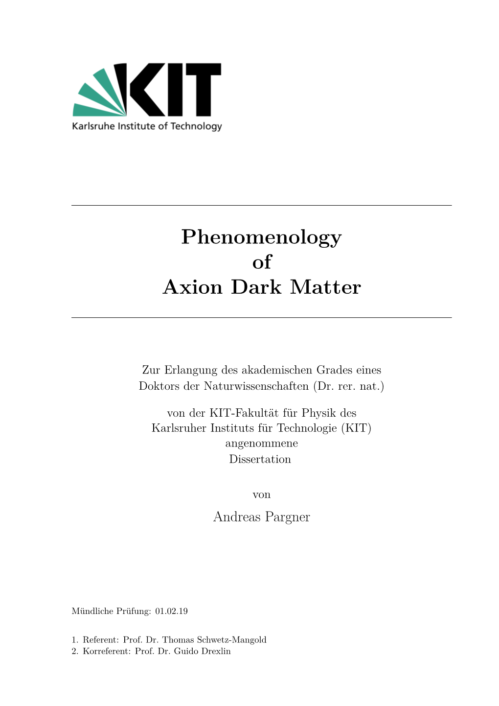 Phenomenology of Axion Dark Matter