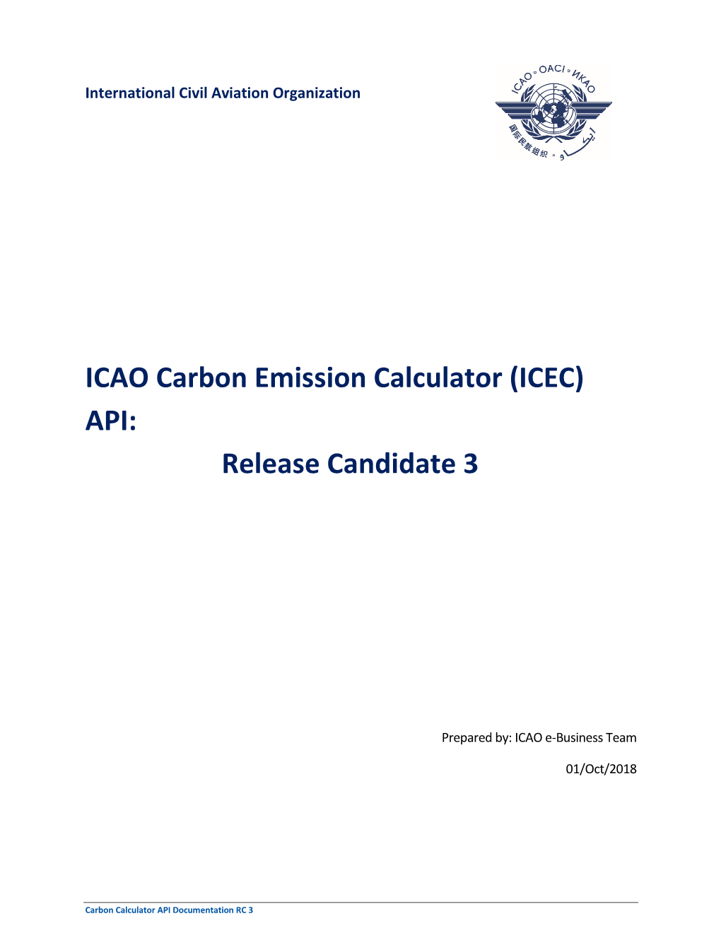 ICAO Carbon Emission Calculator (ICEC) API: Release Candidate 3