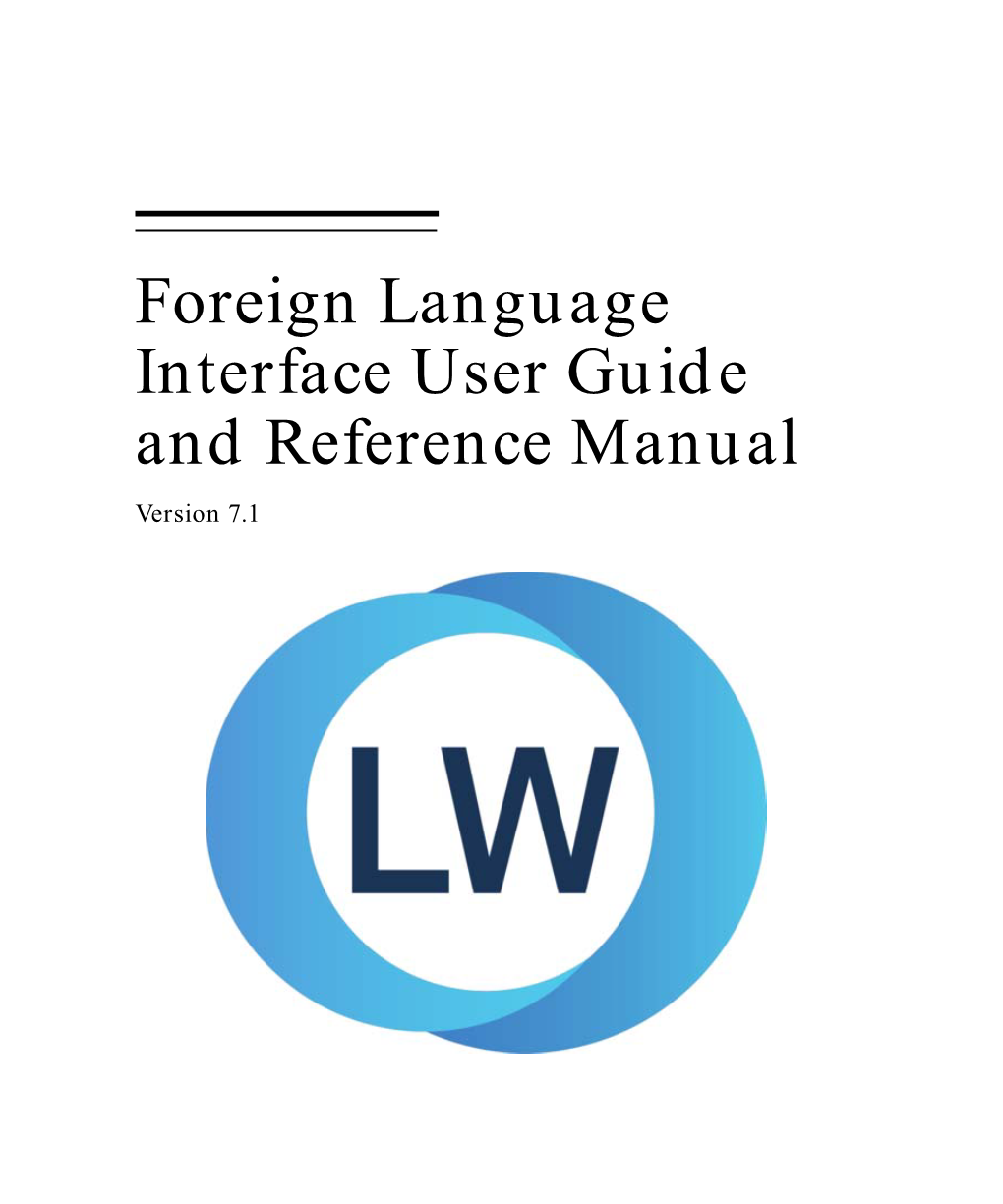 Foreign Language Interface User Guide and Reference Manual
