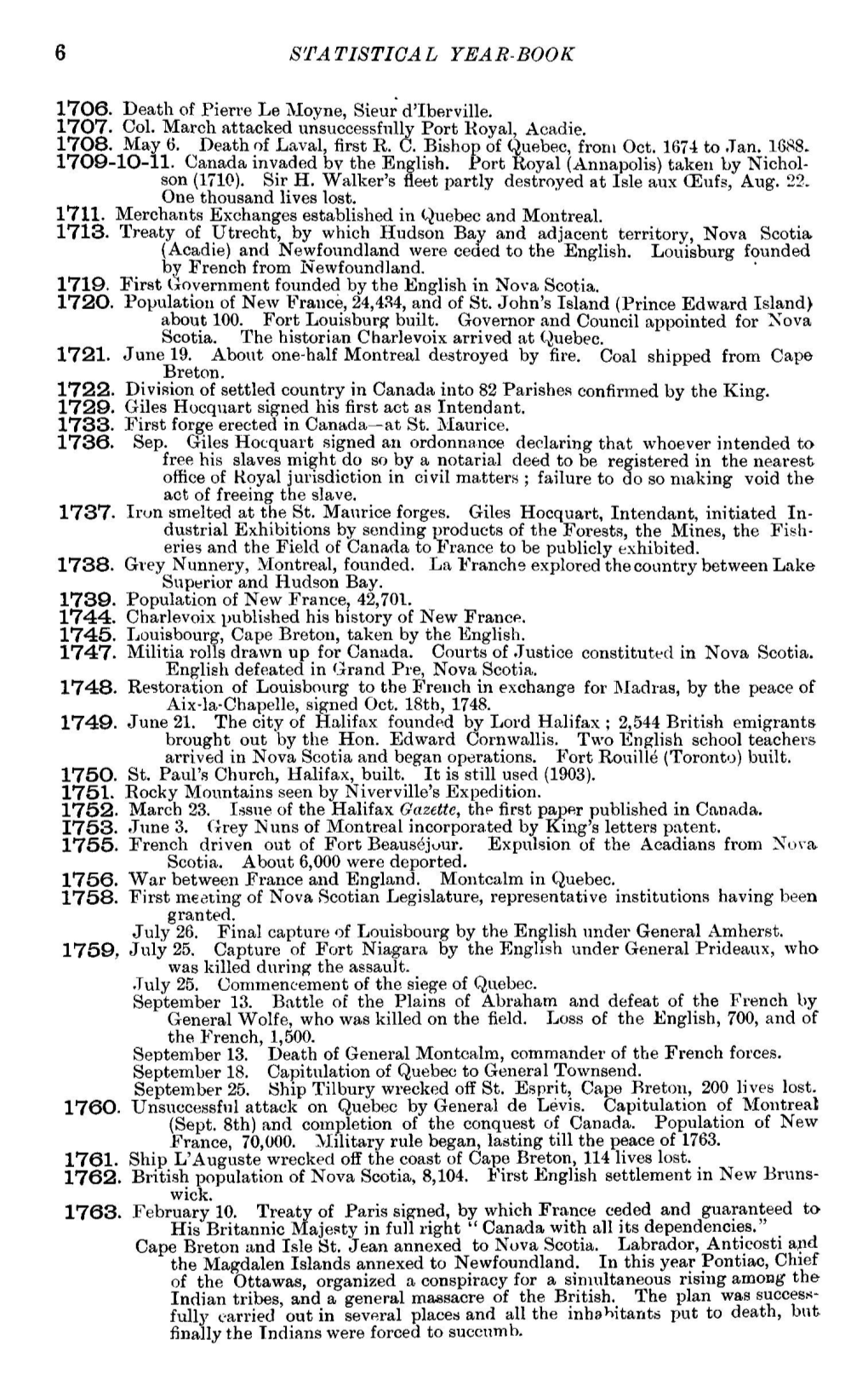 STATISTICAL YEAR-BOOK 1706. Death of Pierre Le Moyne, Sieur D