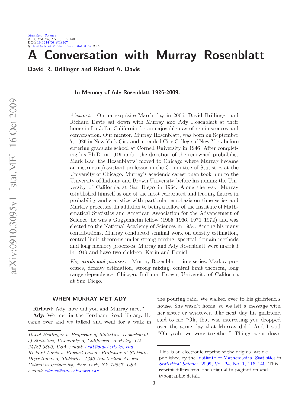 A Conversation with Murray Rosenblatt 3