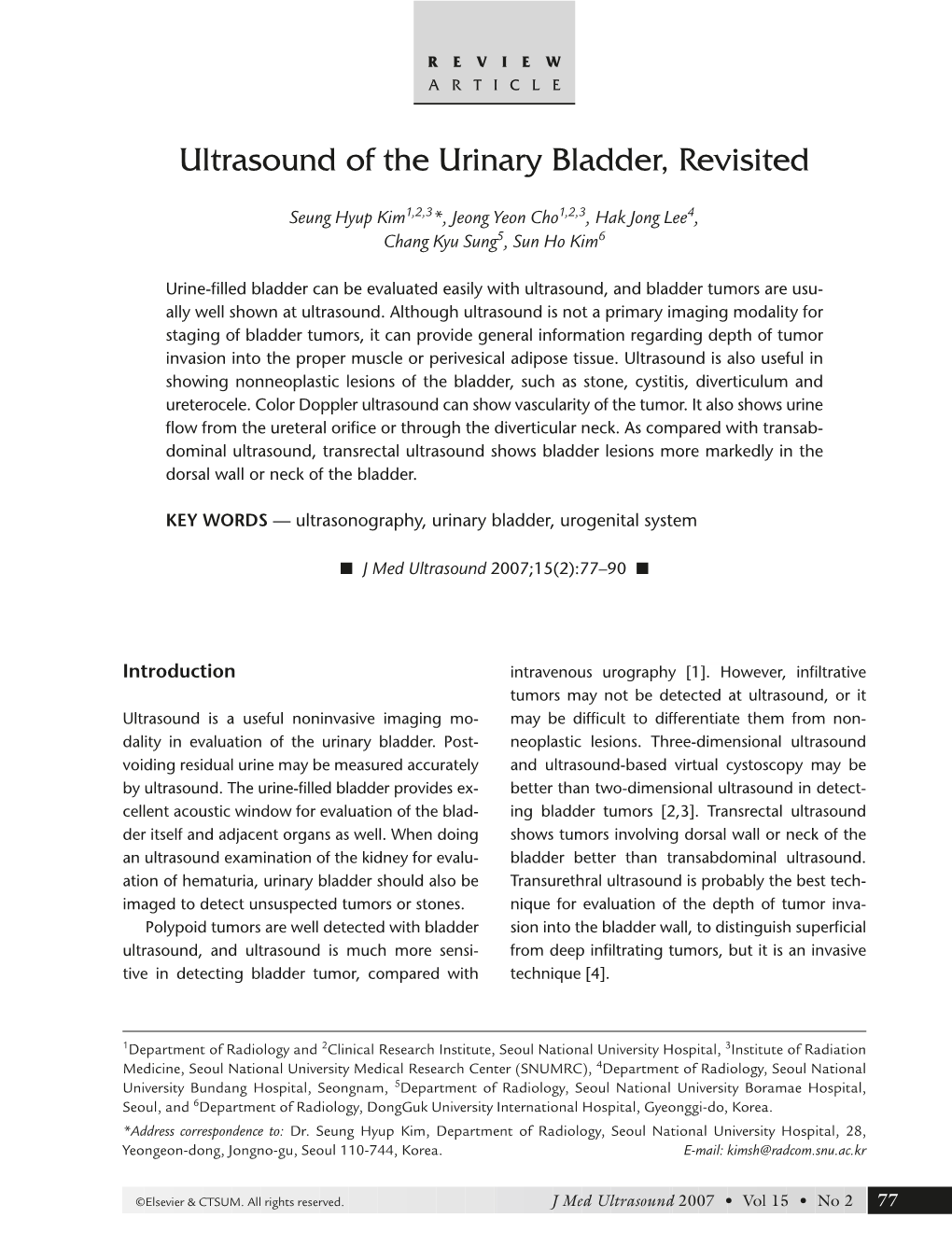 Ultrasound of the Urinary Bladder, Revisited