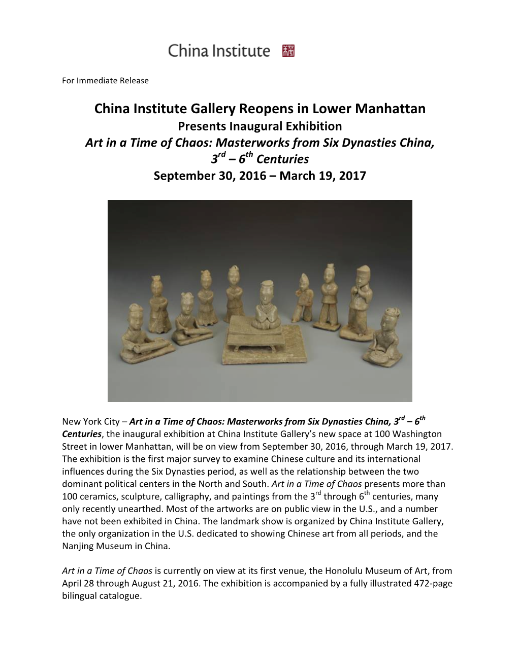 China Institute Gallery Reopens in Lower Manhattan