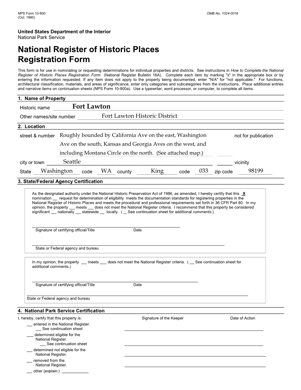 Fort Lawton National Register Nomination