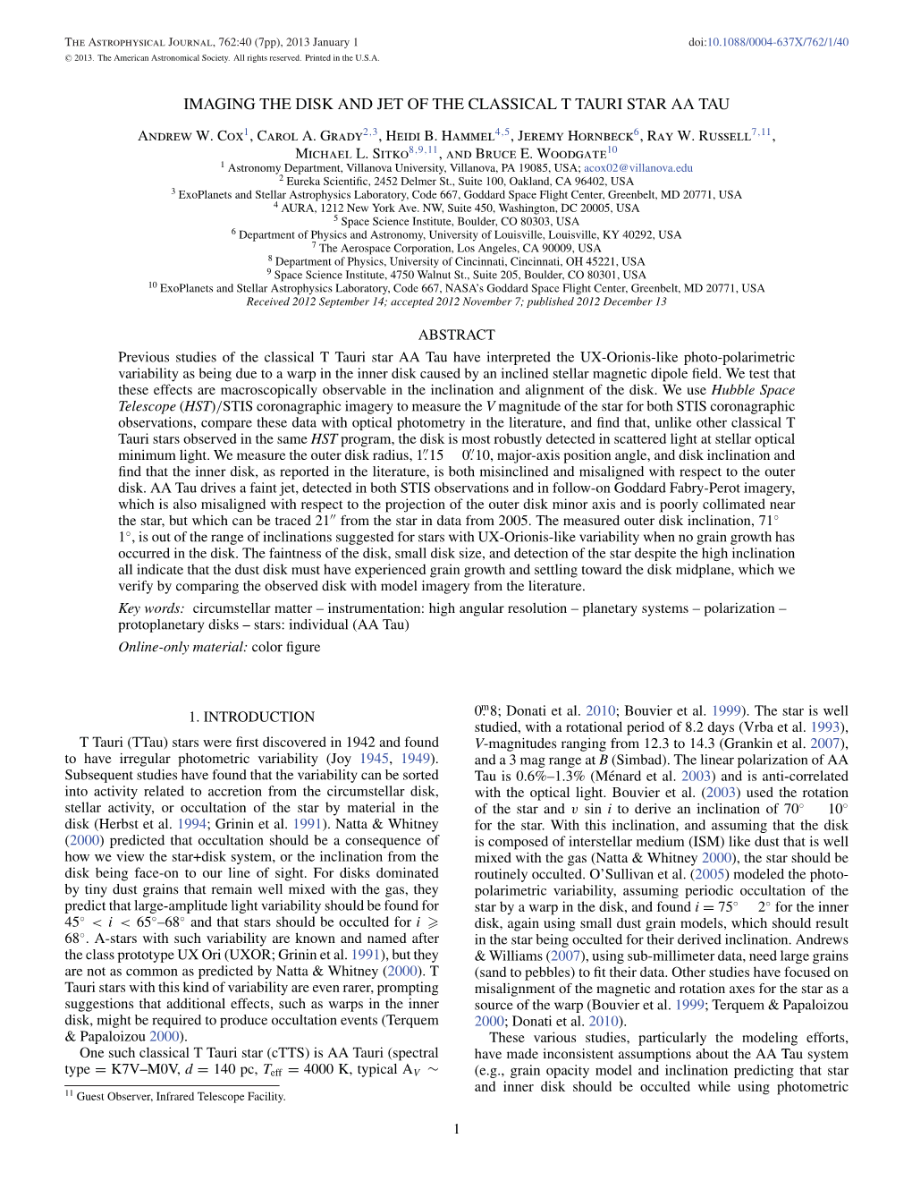 Imaging the Disk and Jet of the Classical T Tauri Star Aa Tau