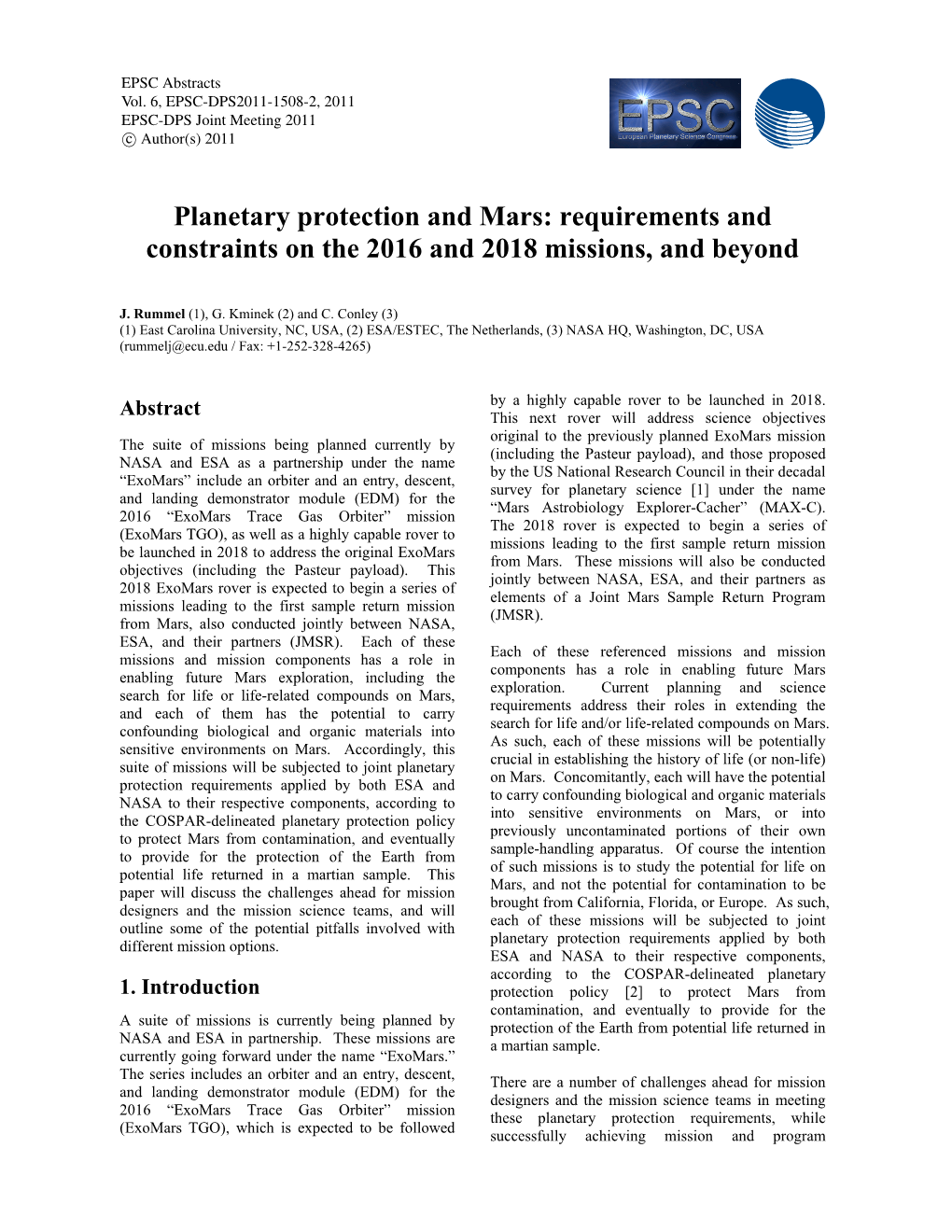 Planetary Protection and Mars: Requirements and Constraints on the 2016 and 2018 Missions, and Beyond