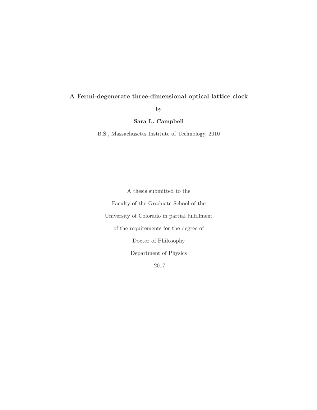 A Fermi-Degenerate Three-Dimensional Optical Lattice Clock