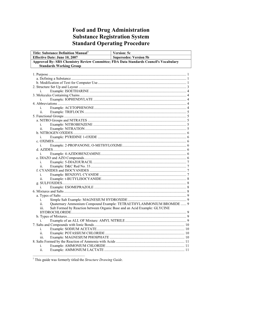 Substance Definition Manual