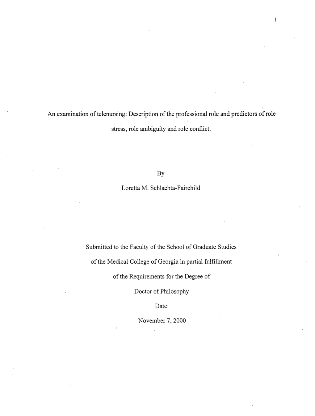 An Examination of Telenursing: Description of the Professional Role and Predictors of Role