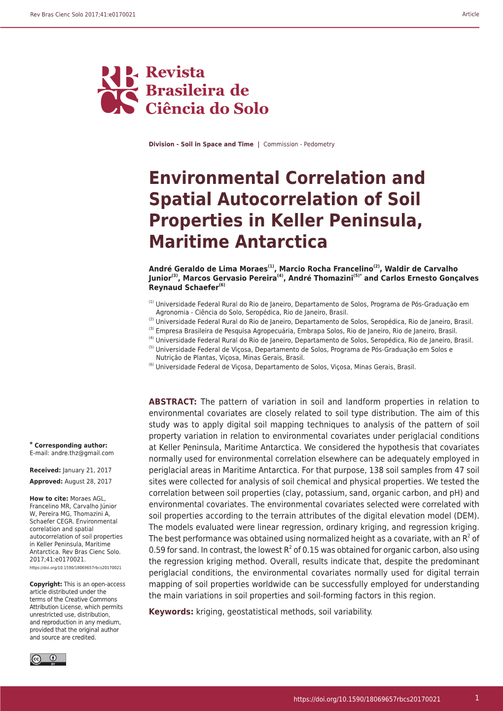 Environmental Correlation and Spatial Autocorrelation of Soil Properties in Keller Peninsula, Maritime Antarctica