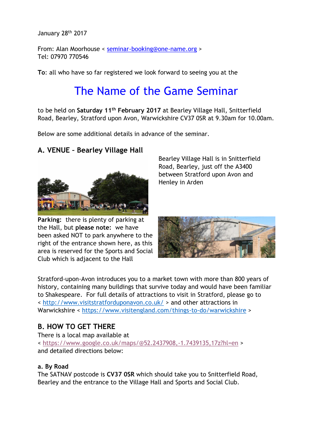 The Name of the Game Seminar