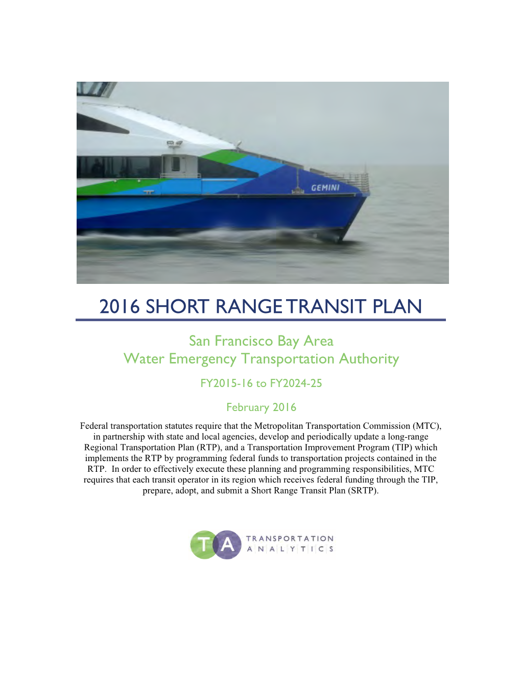 2016 Short Range Transit Plan